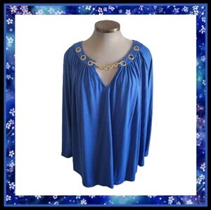 HEATHERED ☆ ROYAL BLUE ☆ GROMMET & CHAIN ☆ TUNIC ☆ 4x ☆ NWT